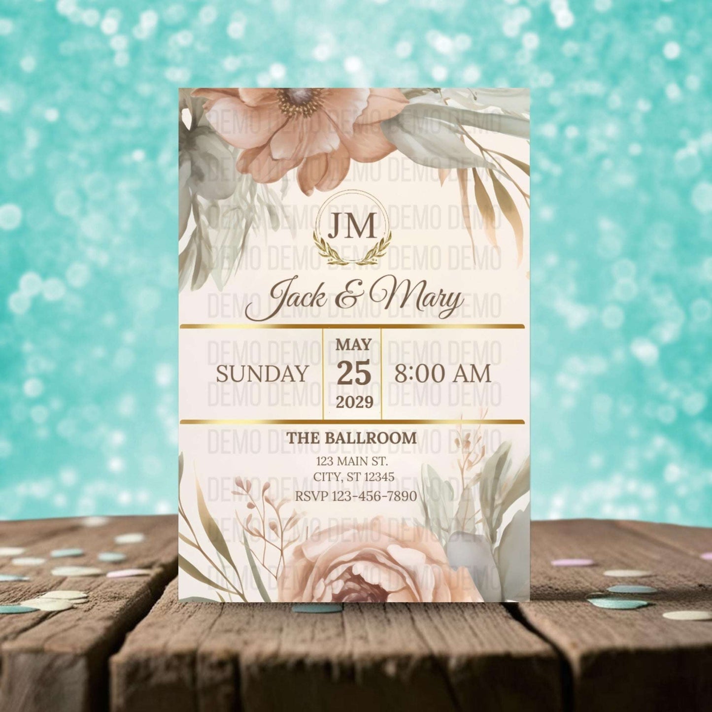 Petal Perfection Wedding Invitation – Editable Floral Design
