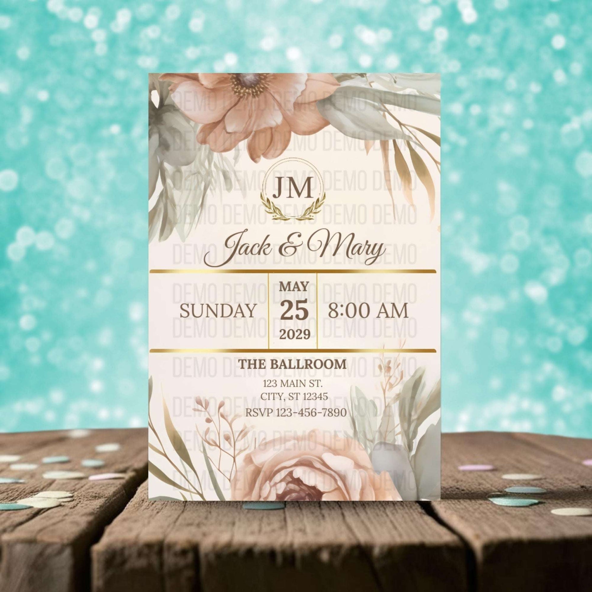Petal Perfection Wedding Invitation – Editable Floral Design