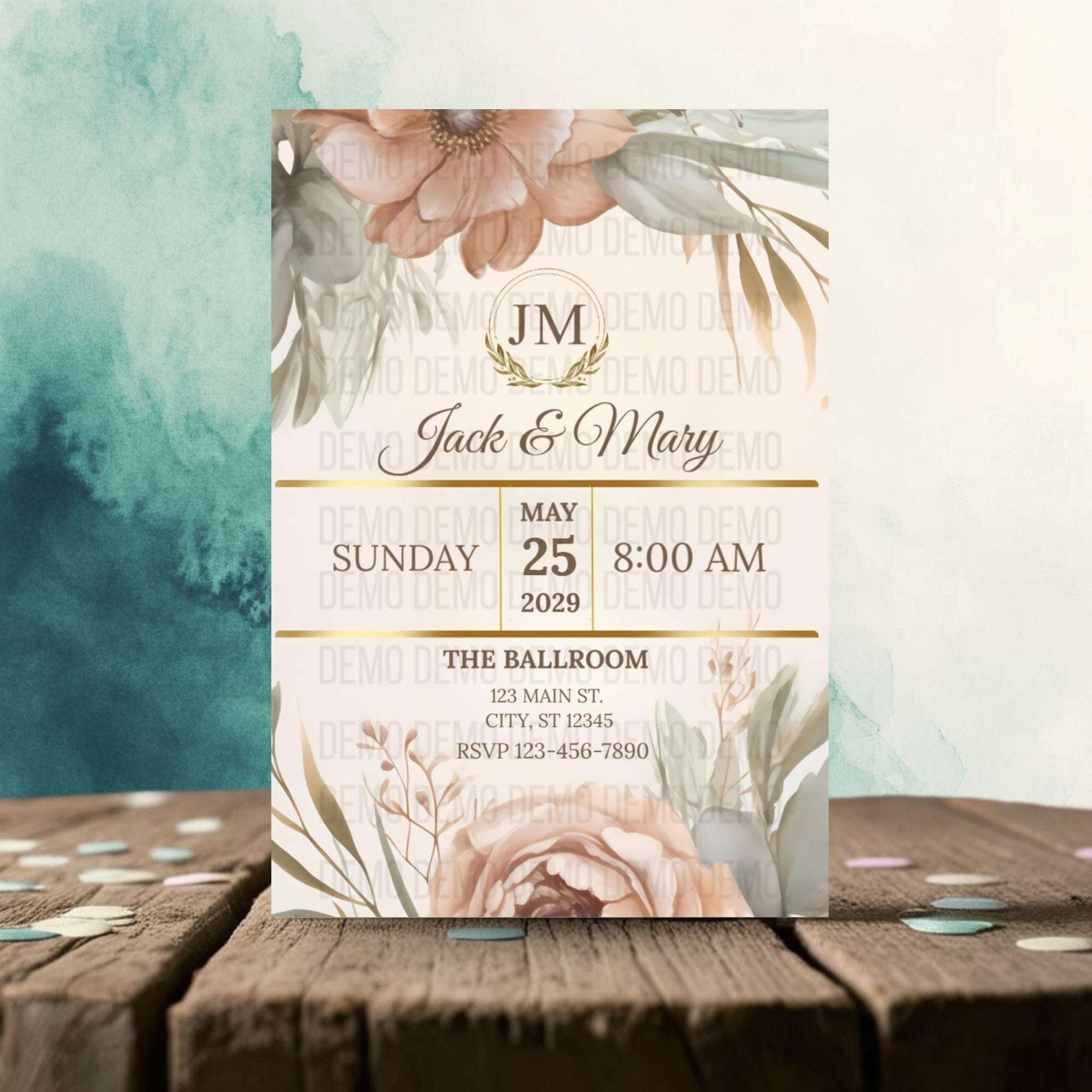 Petal Perfection Wedding Invitation – Editable Floral Design