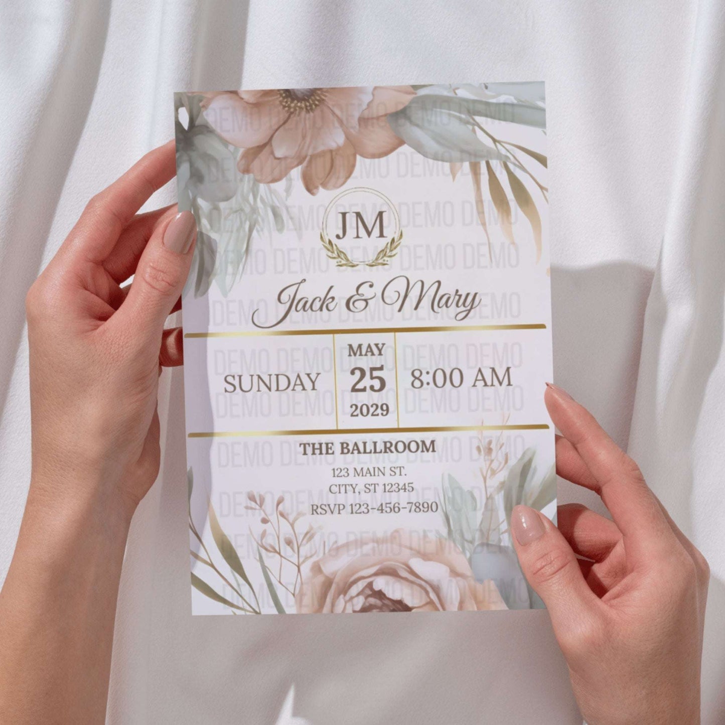 Petal Perfection Wedding Invitation – Editable Floral Design