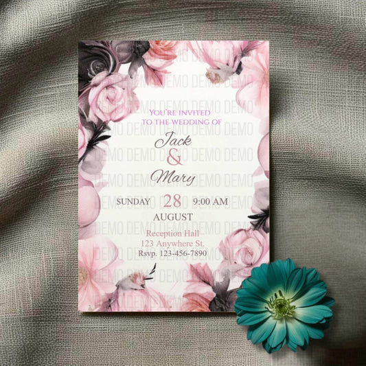 Petals of Love Wedding Invitation – Editable Floral Template