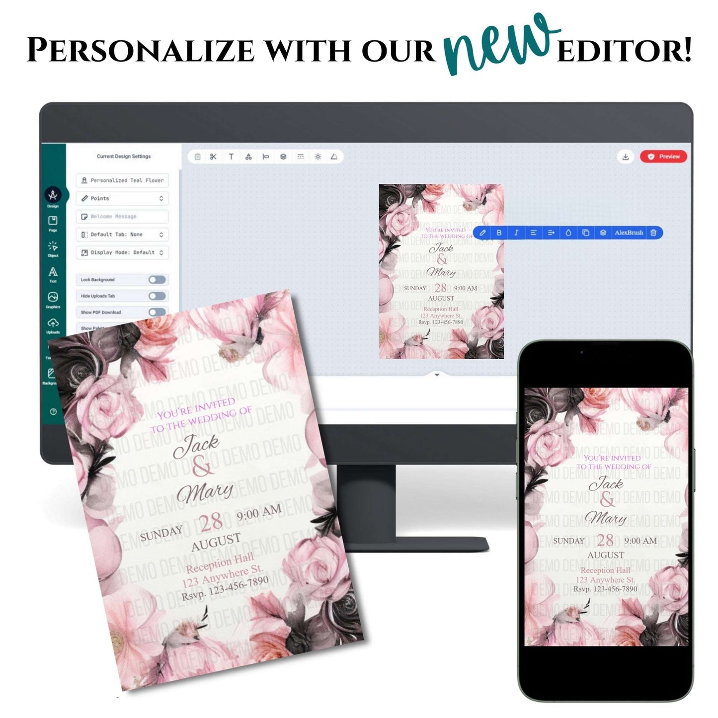 Petals of Love Wedding Invitation – Editable Floral Template