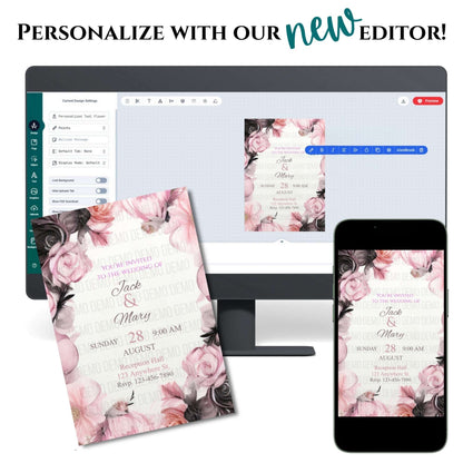 Petals of Love Wedding Invitation – Editable Floral Template