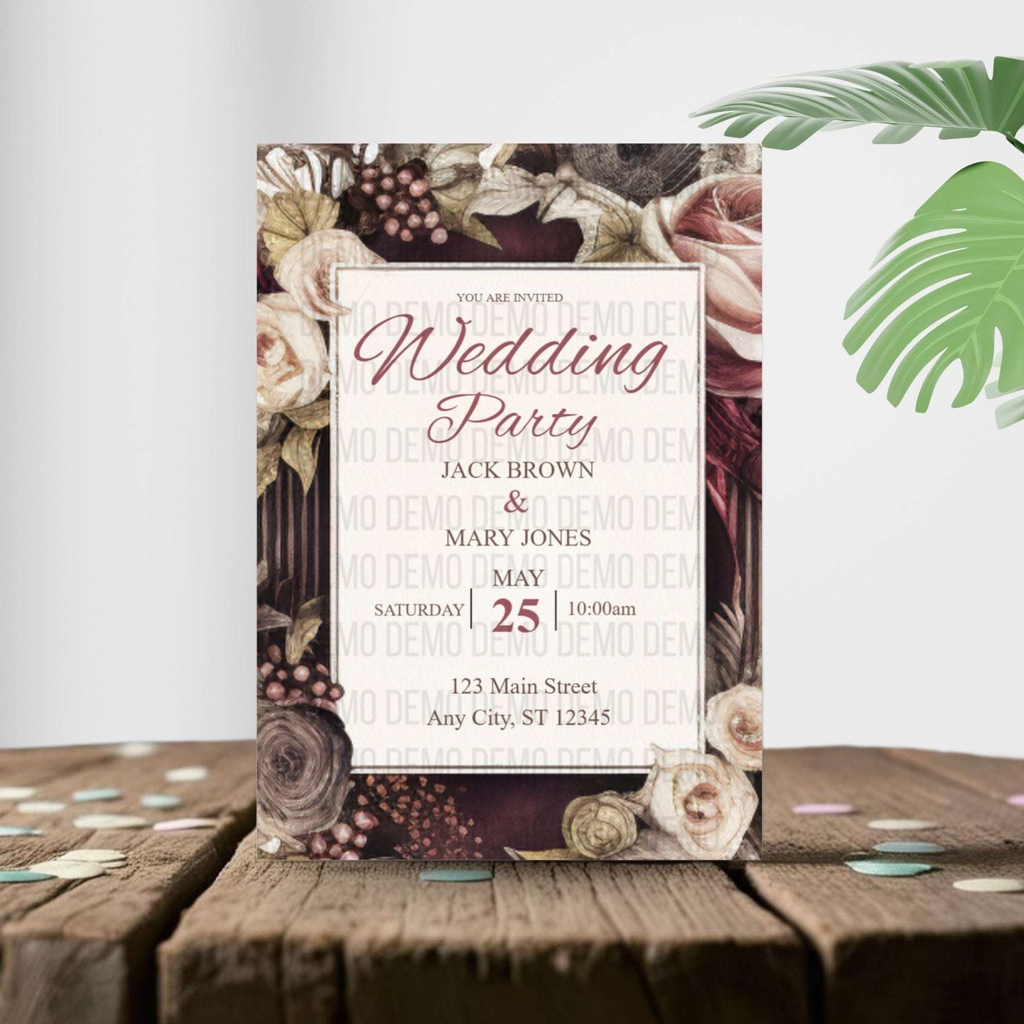 Petals & Promises Wedding Invitation – Elegant Floral Template