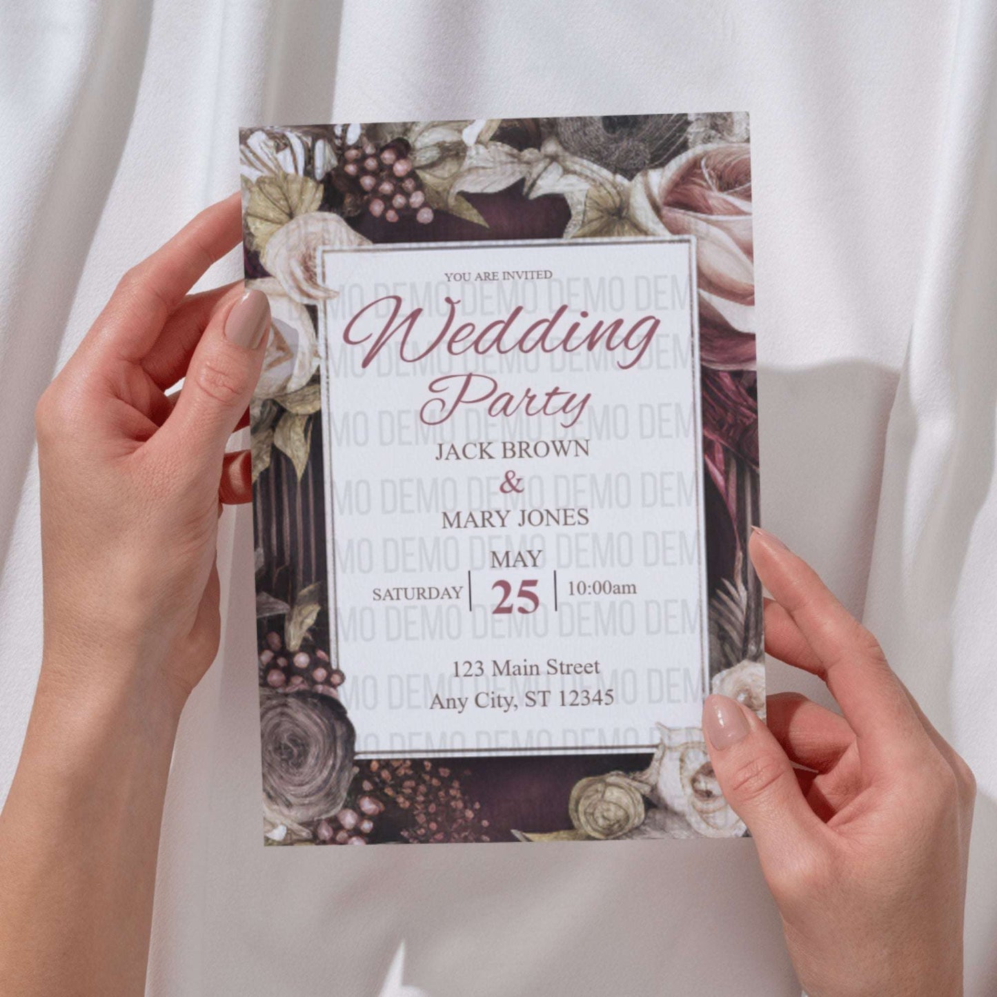 Petals & Promises Wedding Invitation – Elegant Floral Template