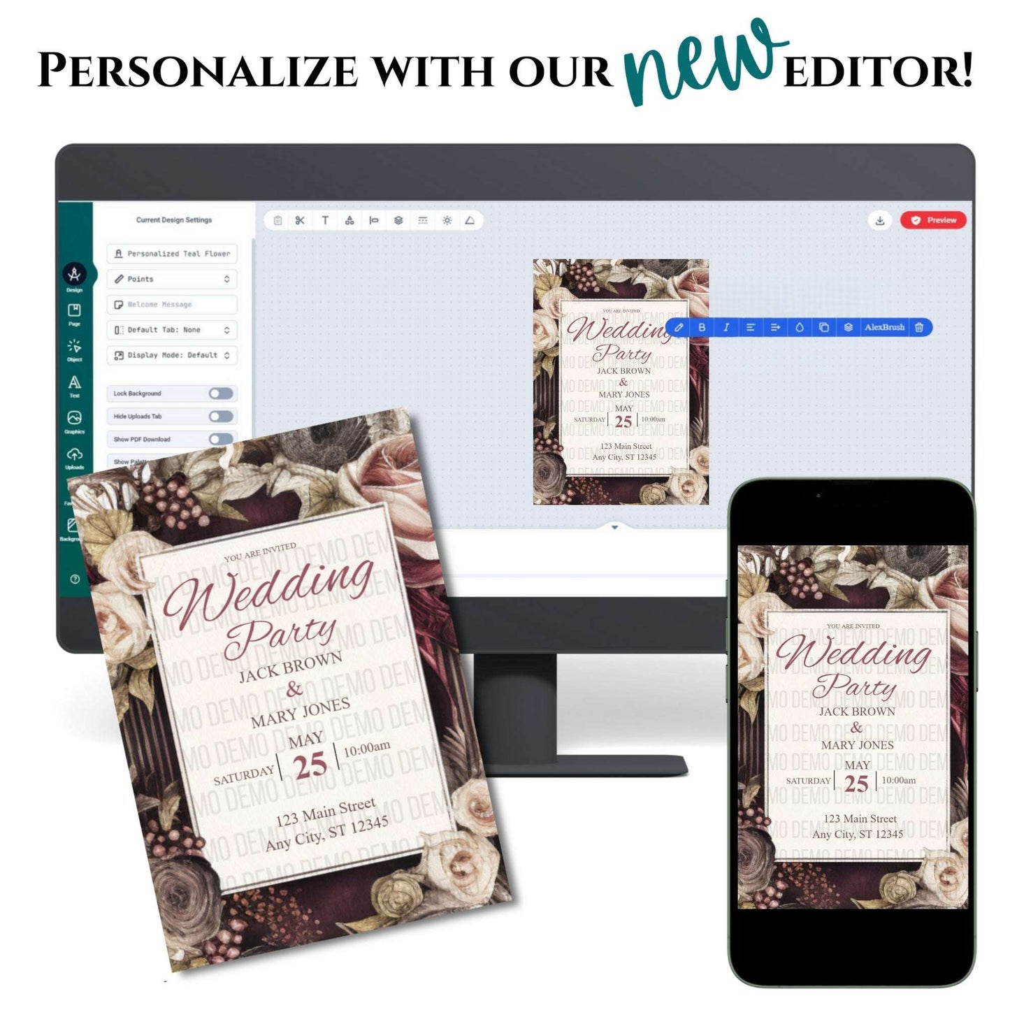 Petals & Promises Wedding Invitation – Elegant Floral Template