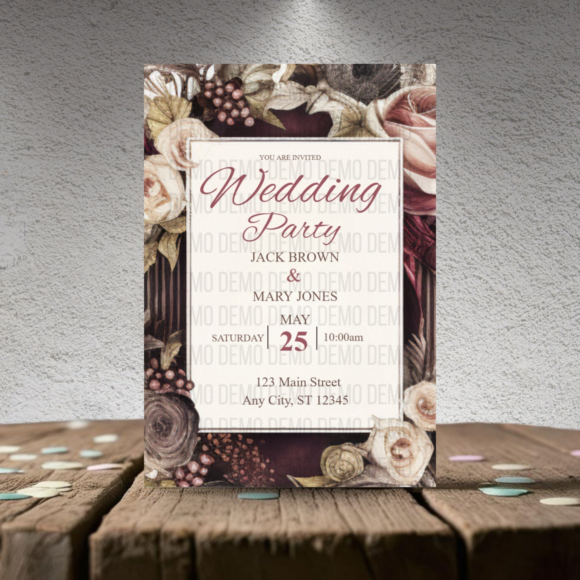 Petals & Promises Wedding Invitation – Elegant Floral Template