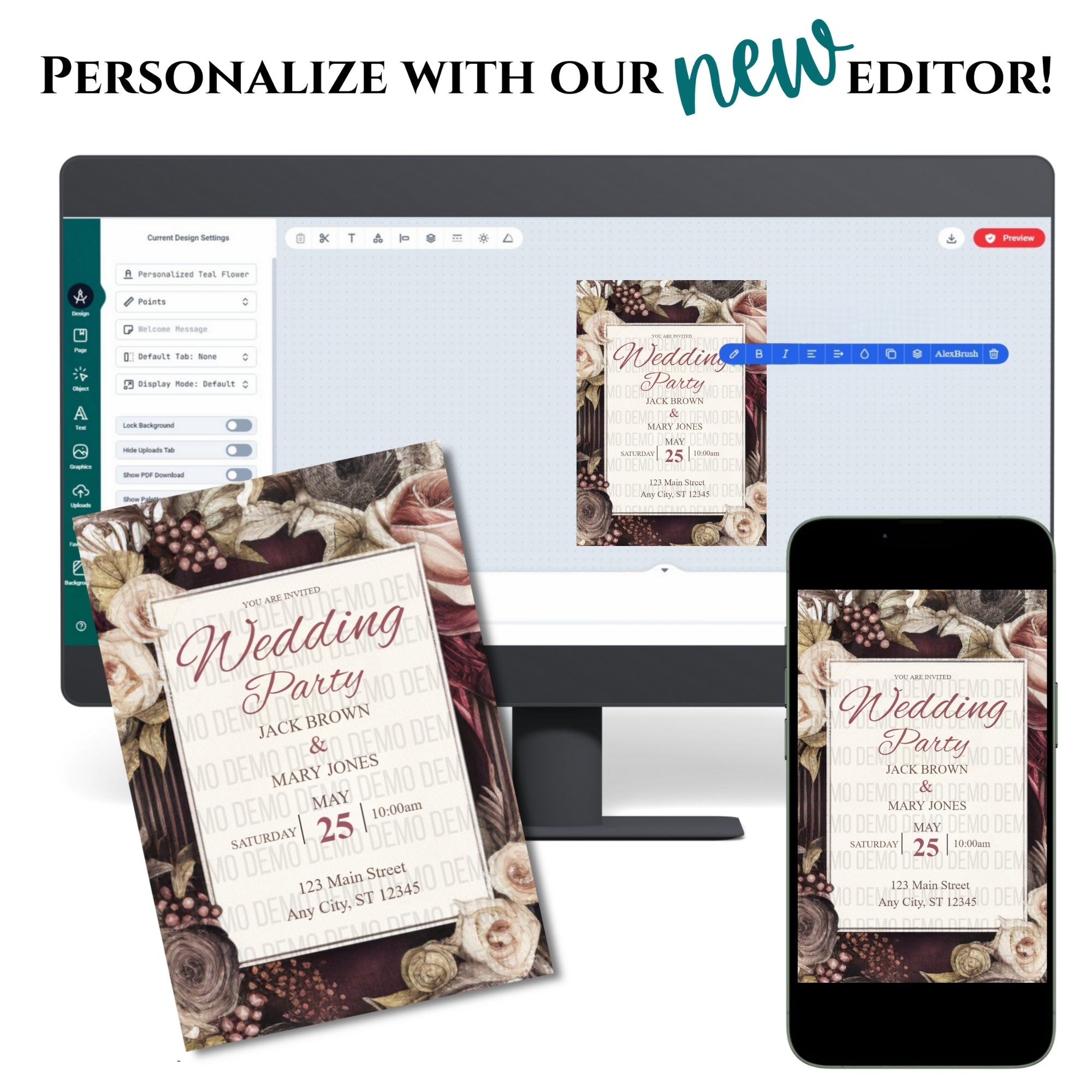 Petals & Promises Wedding Invitation – Elegant Floral Template