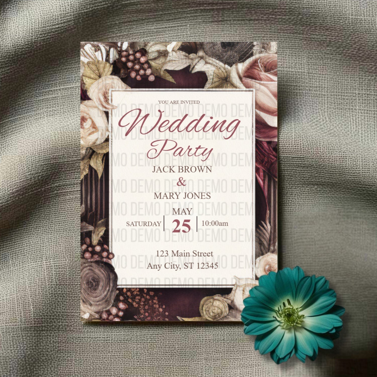 Petals & Promises Wedding Invitation – Elegant Floral Template