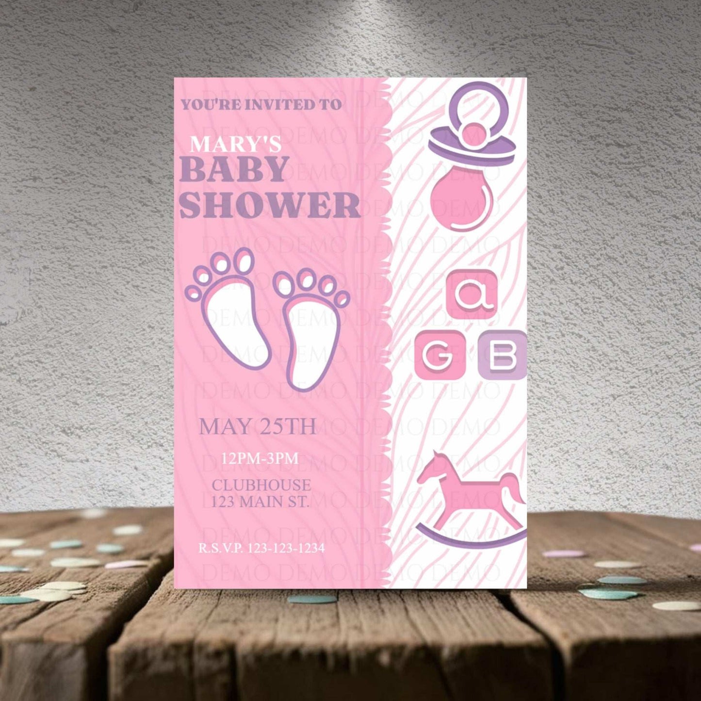 Pink Footprint Baby Shower Invitation