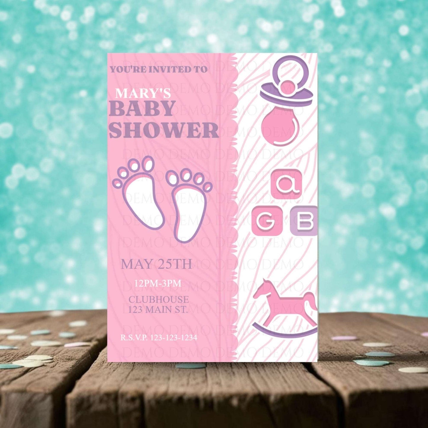 Pink Footprint Baby Shower Invitation
