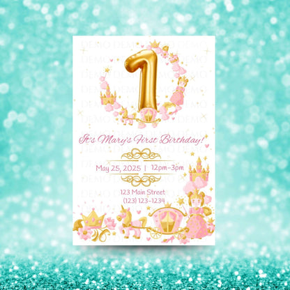 Princess First Birthday Personalized Invitation