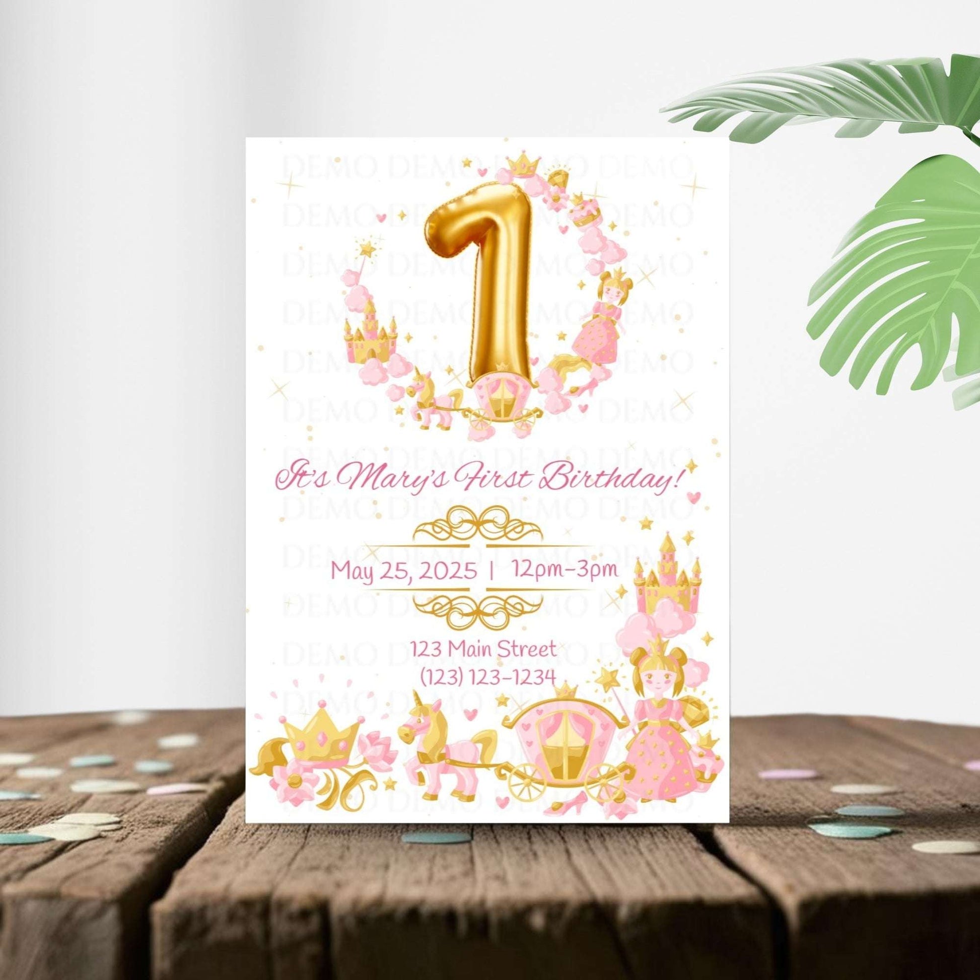 Princess First Birthday Personalized Invitation