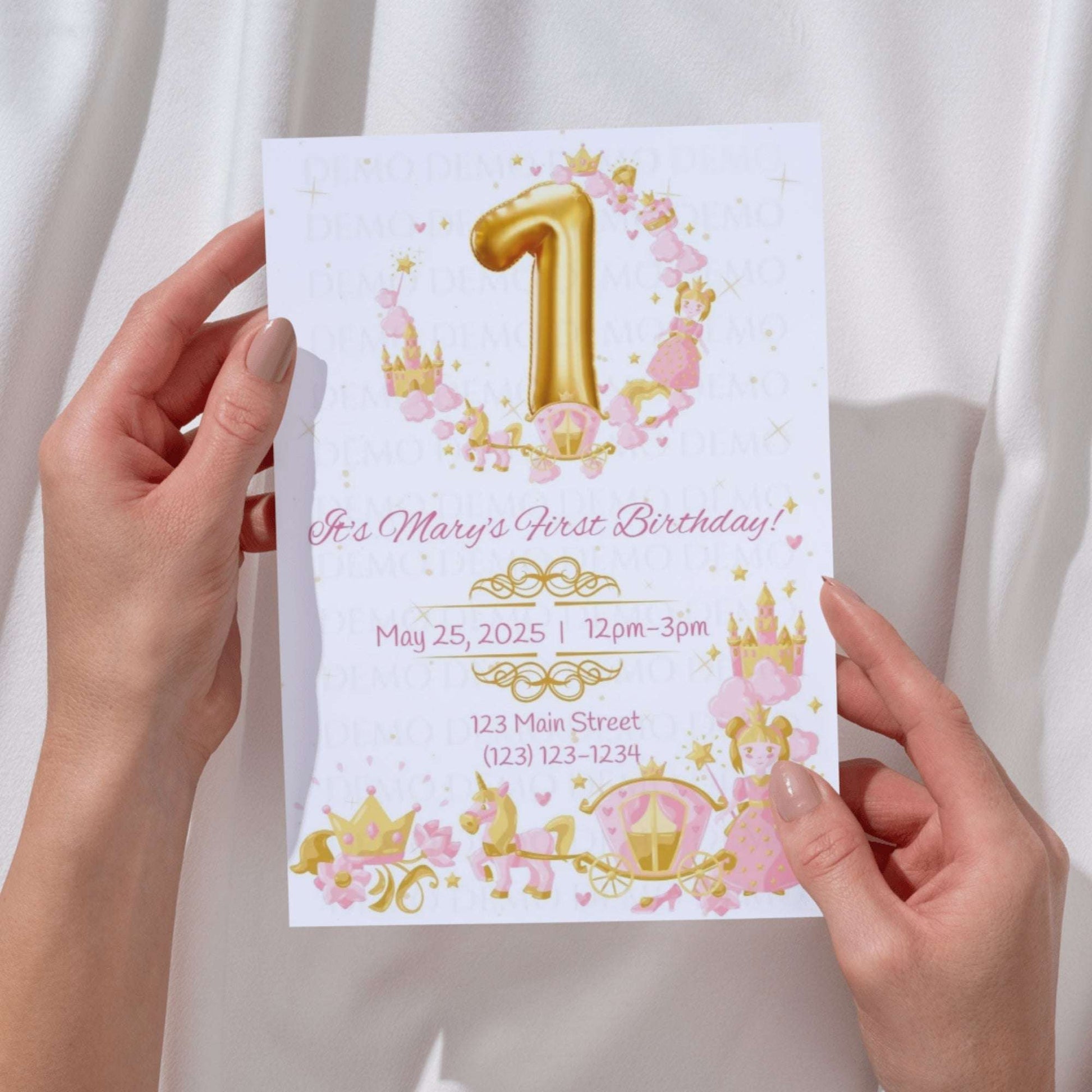 Princess First Birthday Personalized Invitation
