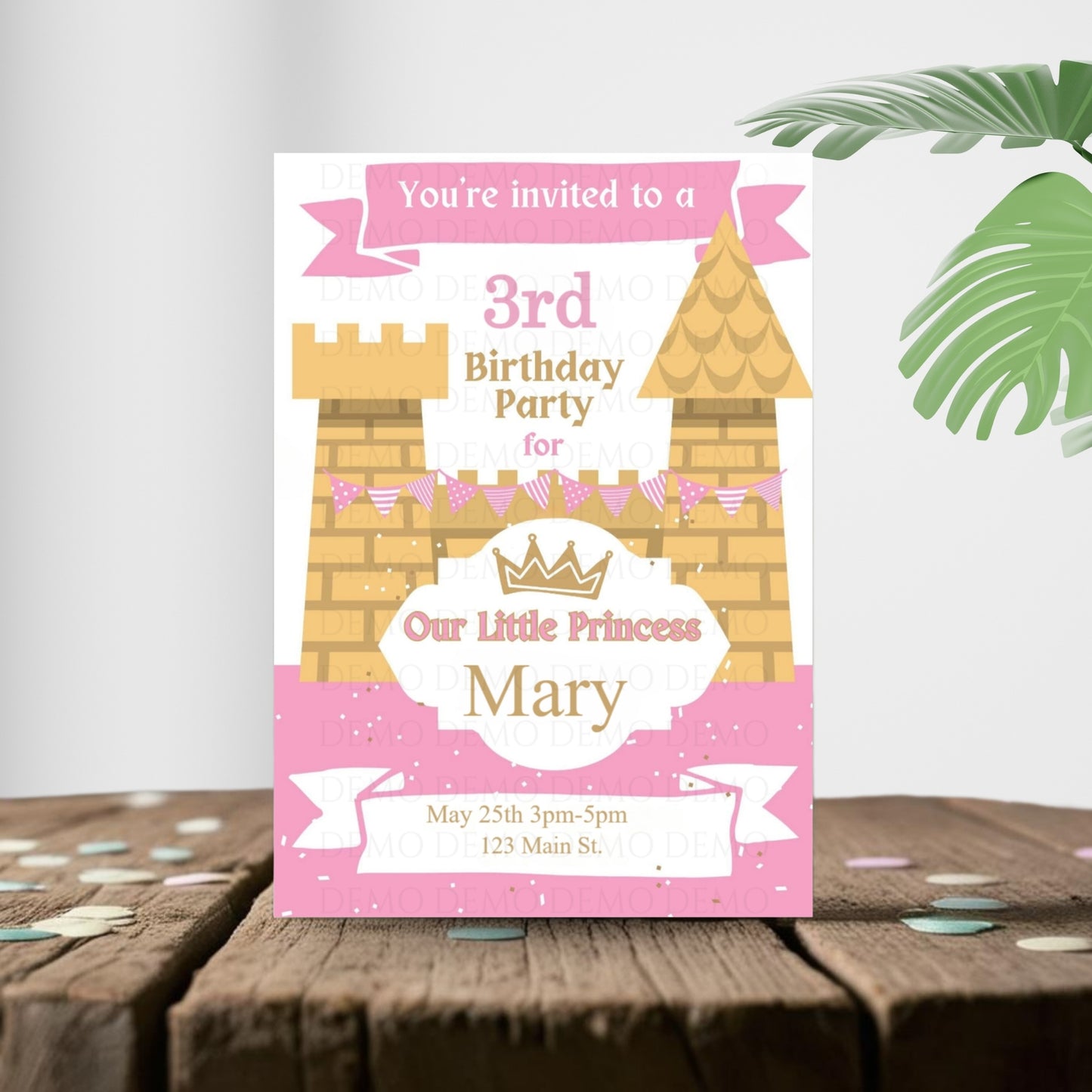 Personalized Castle Invitation | Pink
