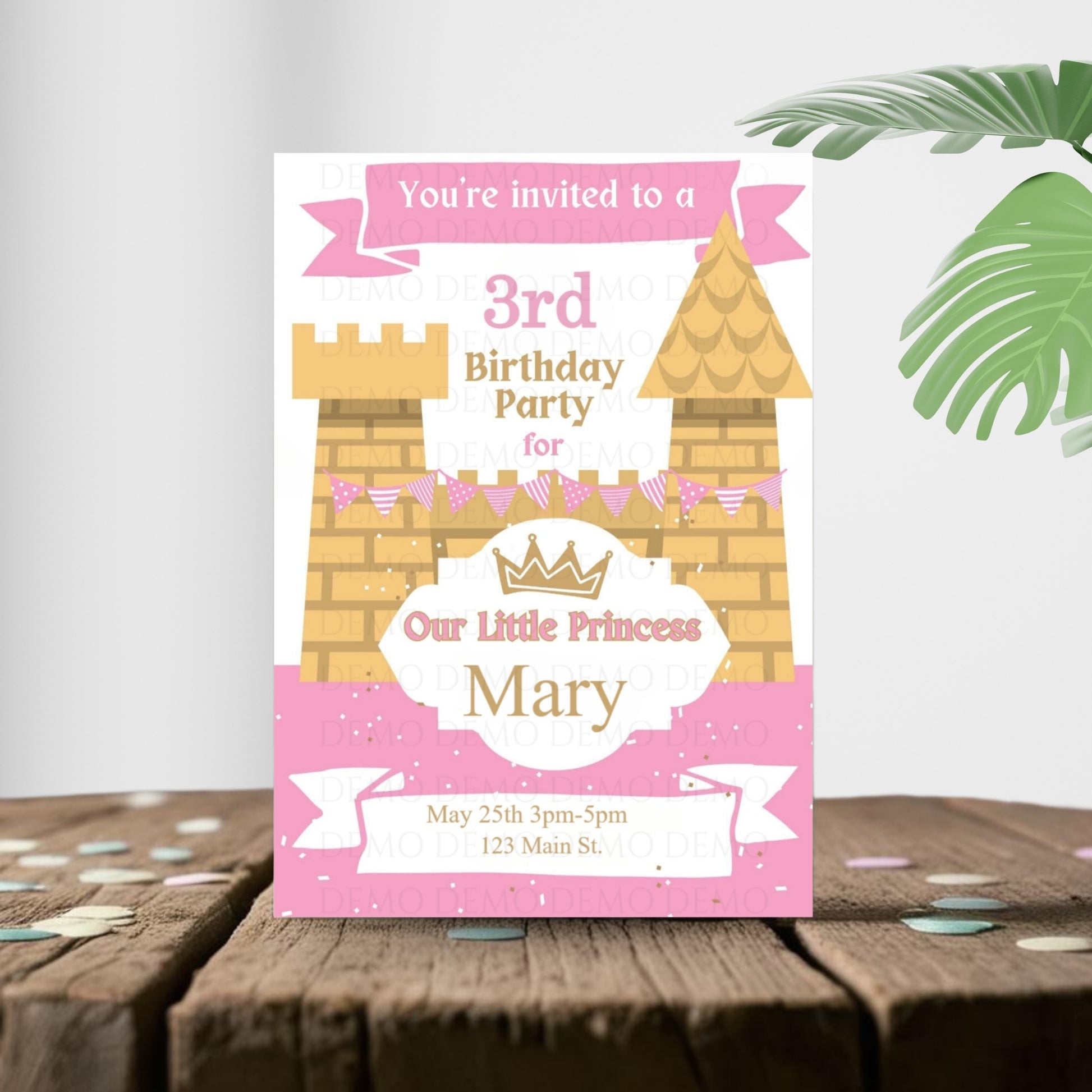 Personalized Castle Invitation | Pink