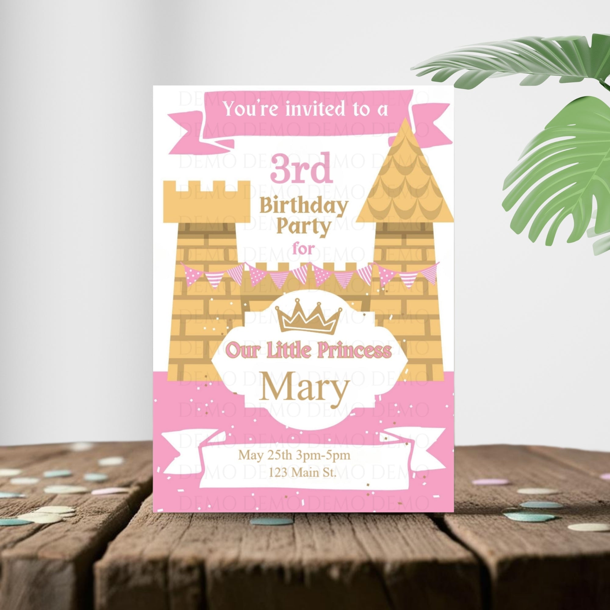 Personalized Castle Invitation | Pink