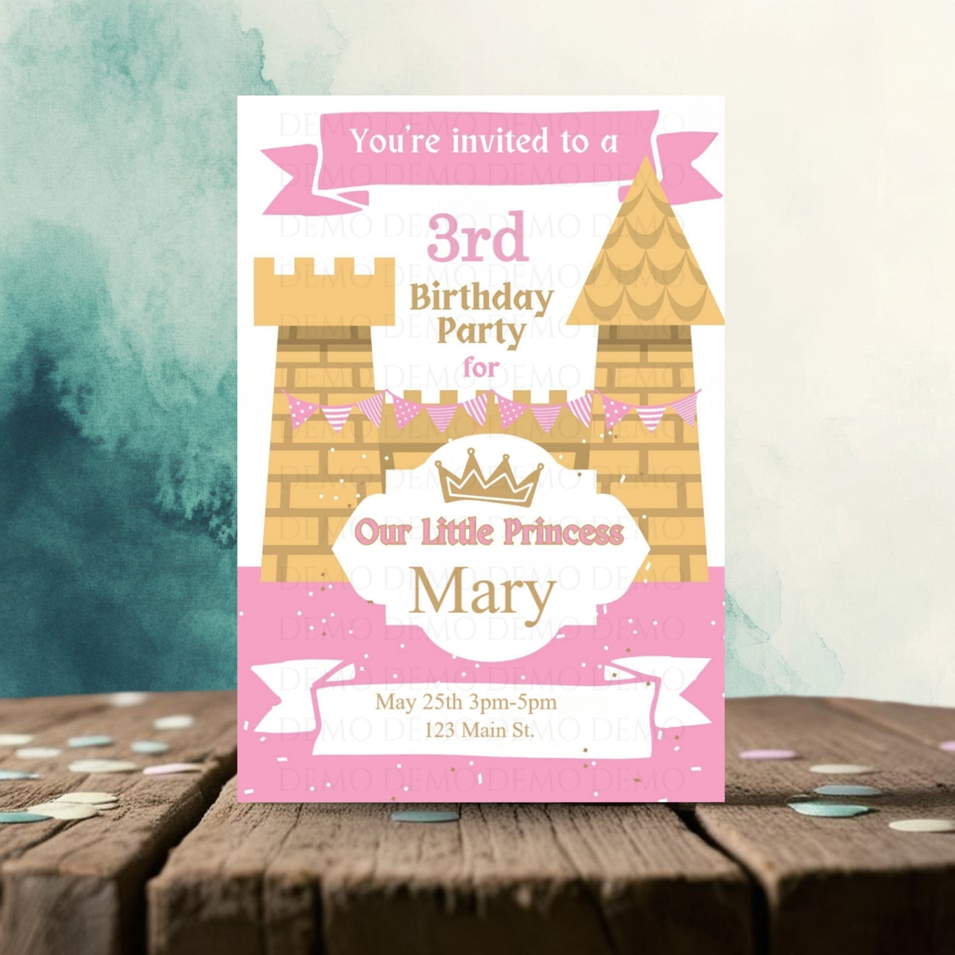 Personalized Castle Invitation | Pink