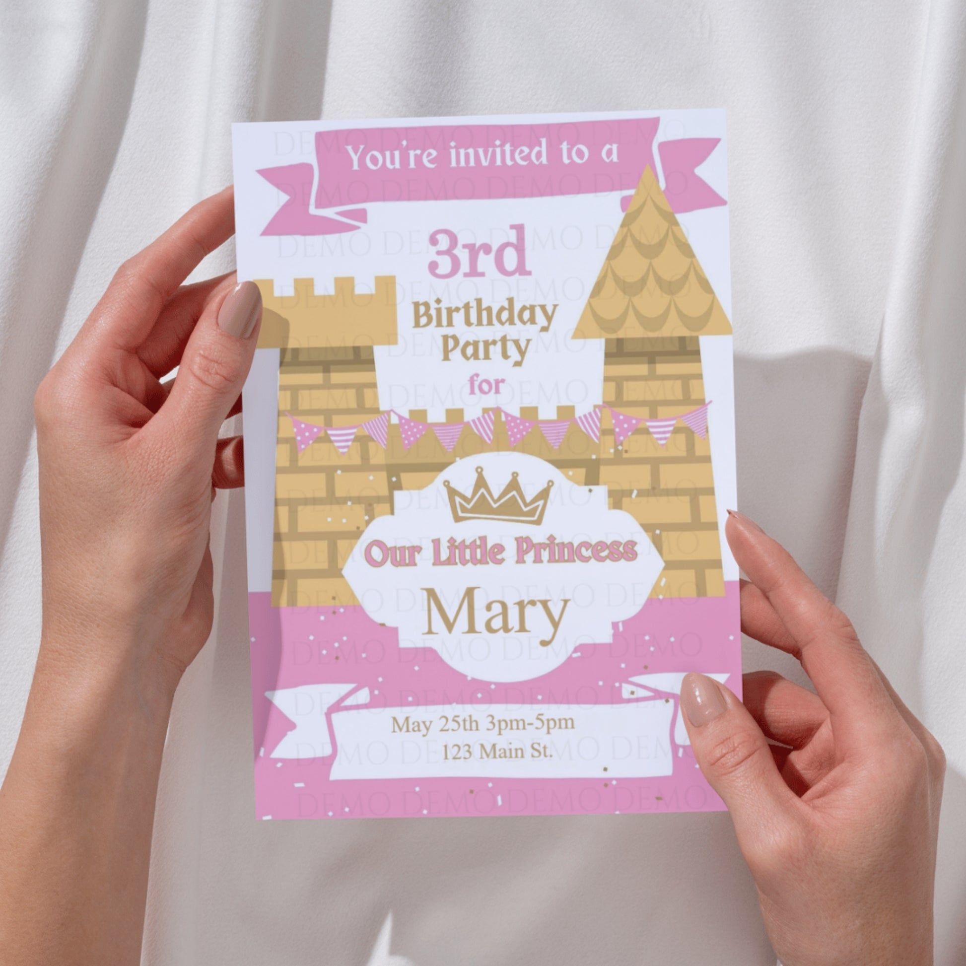 Personalized Castle Invitation | Pink