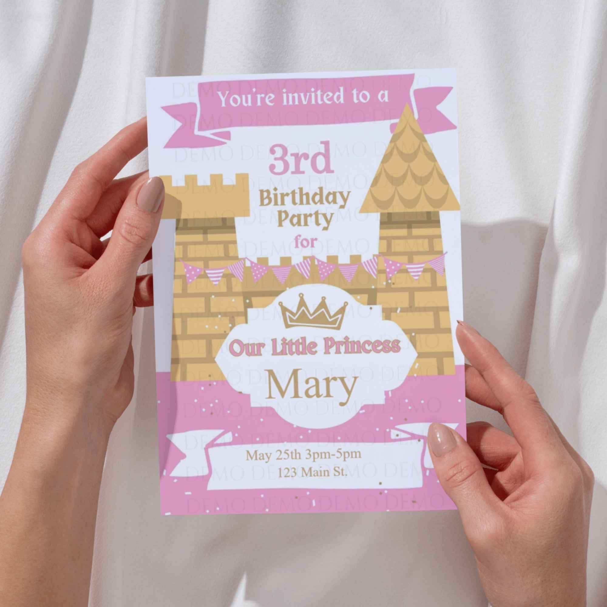 Personalized Castle Invitation | Pink