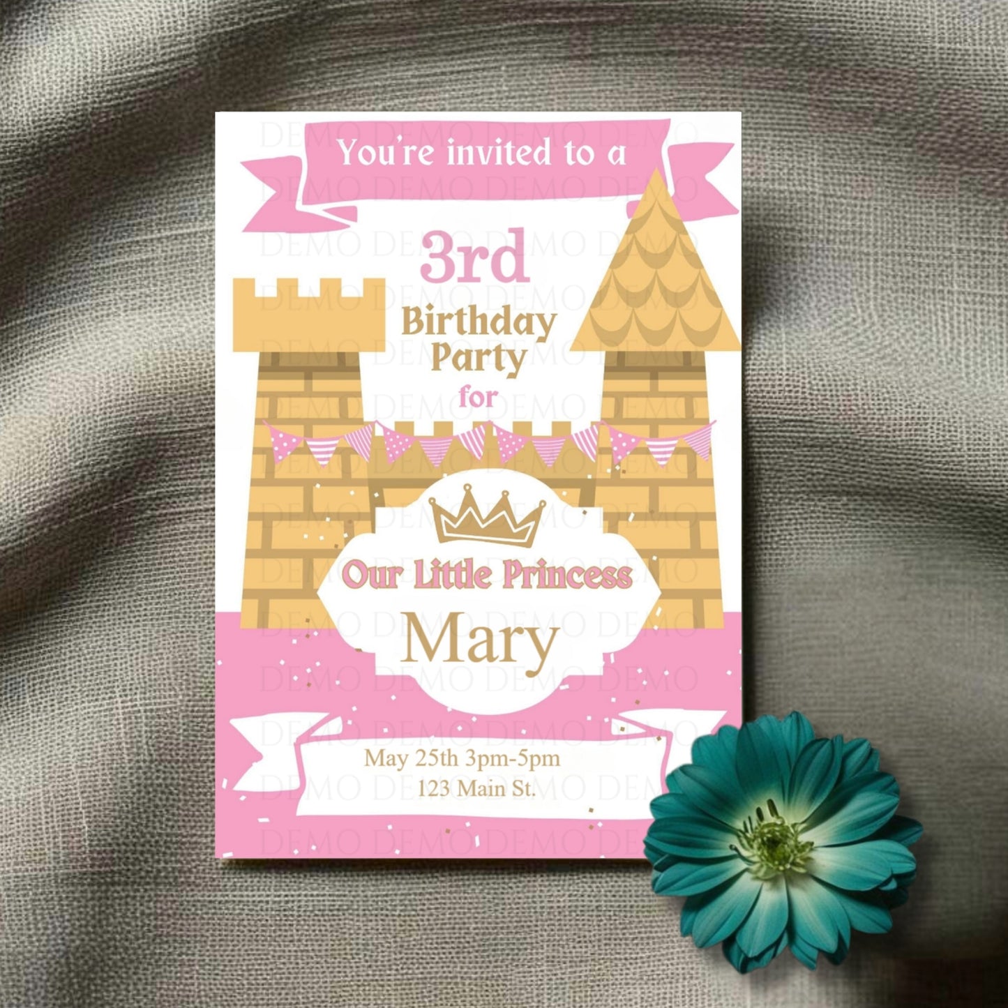 Personalized Castle Invitation | Pink