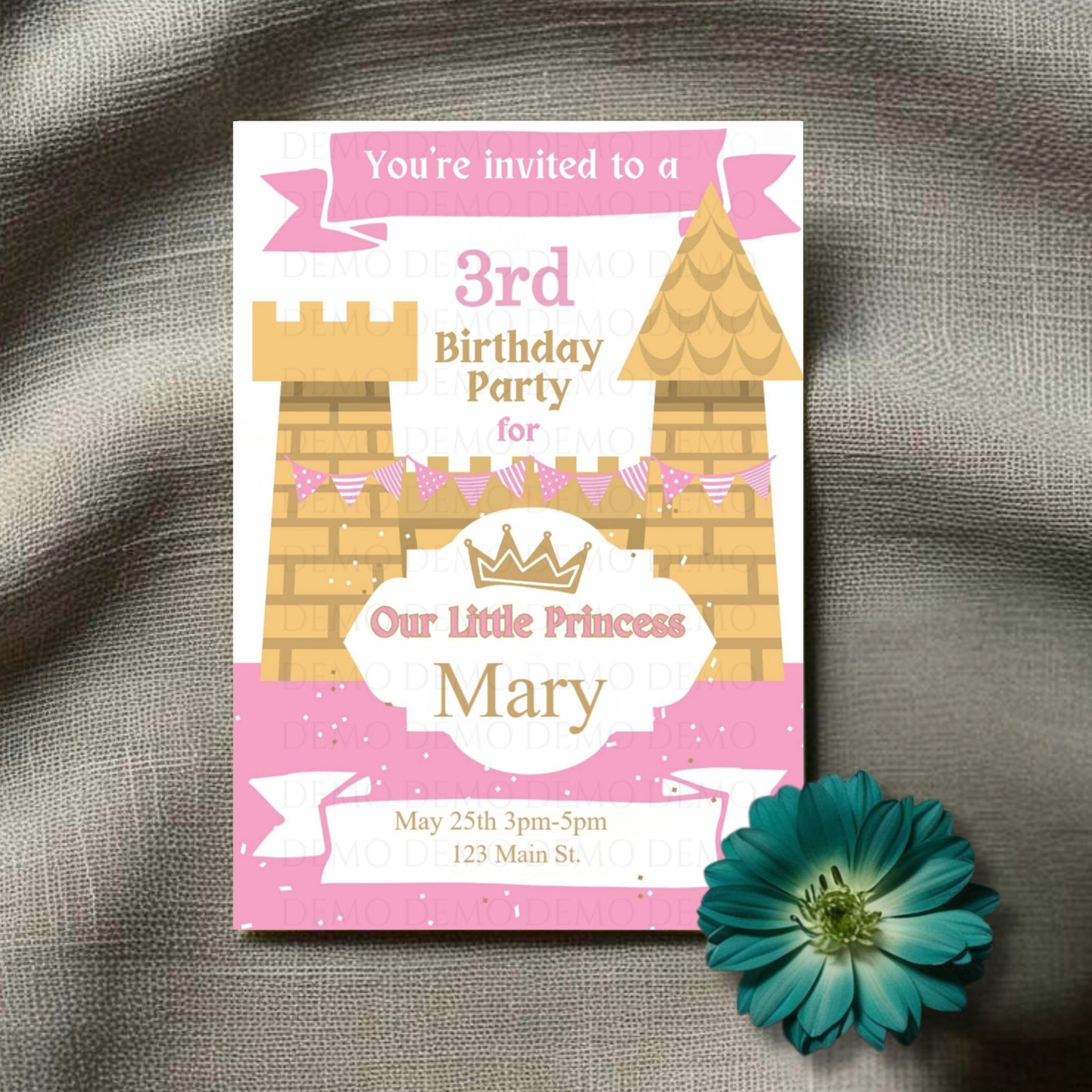 Personalized Castle Invitation | Pink