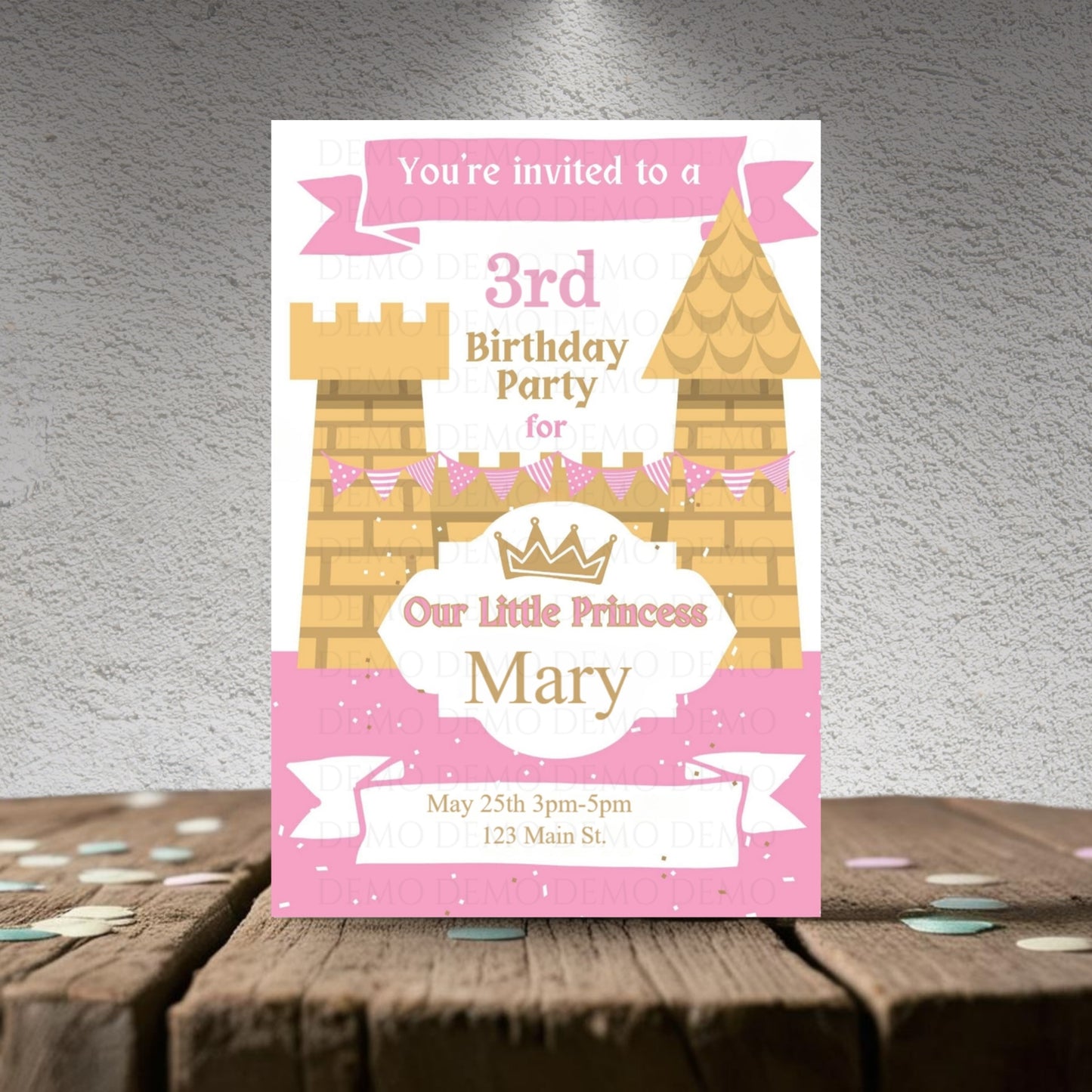 Personalized Castle Invitation | Pink