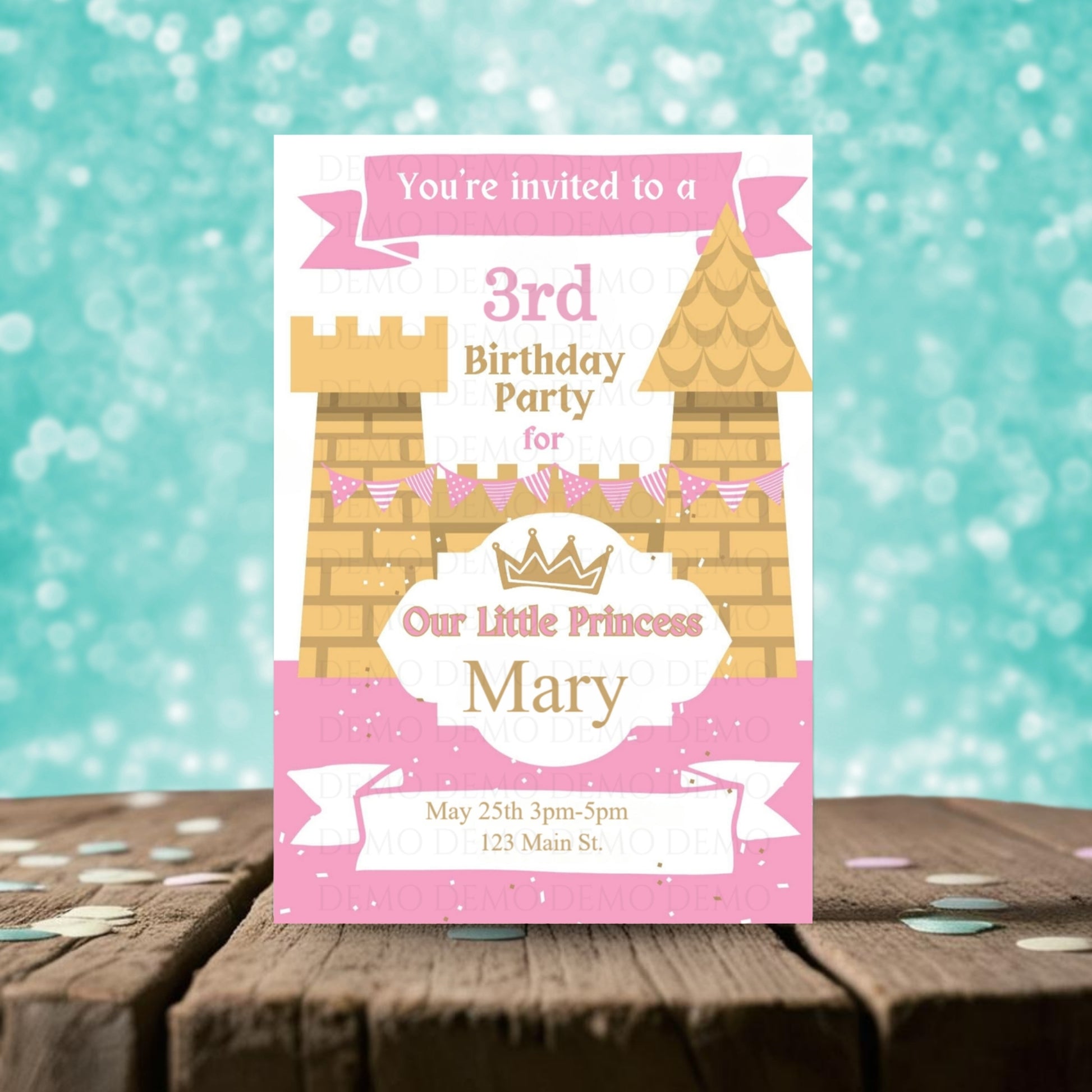 Personalized Castle Invitation | Pink