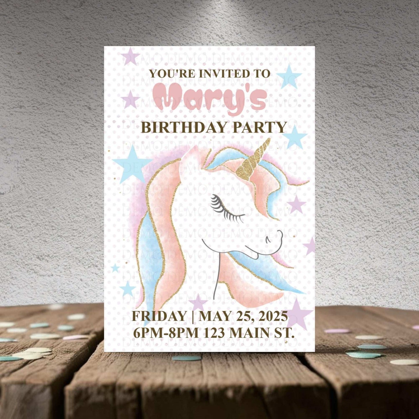 Rainbow Unicorn Birthday Invitation