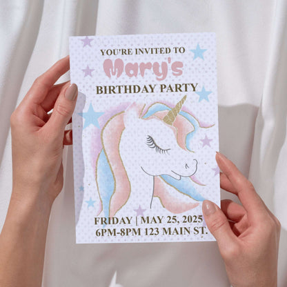 Rainbow Unicorn Birthday Invitation