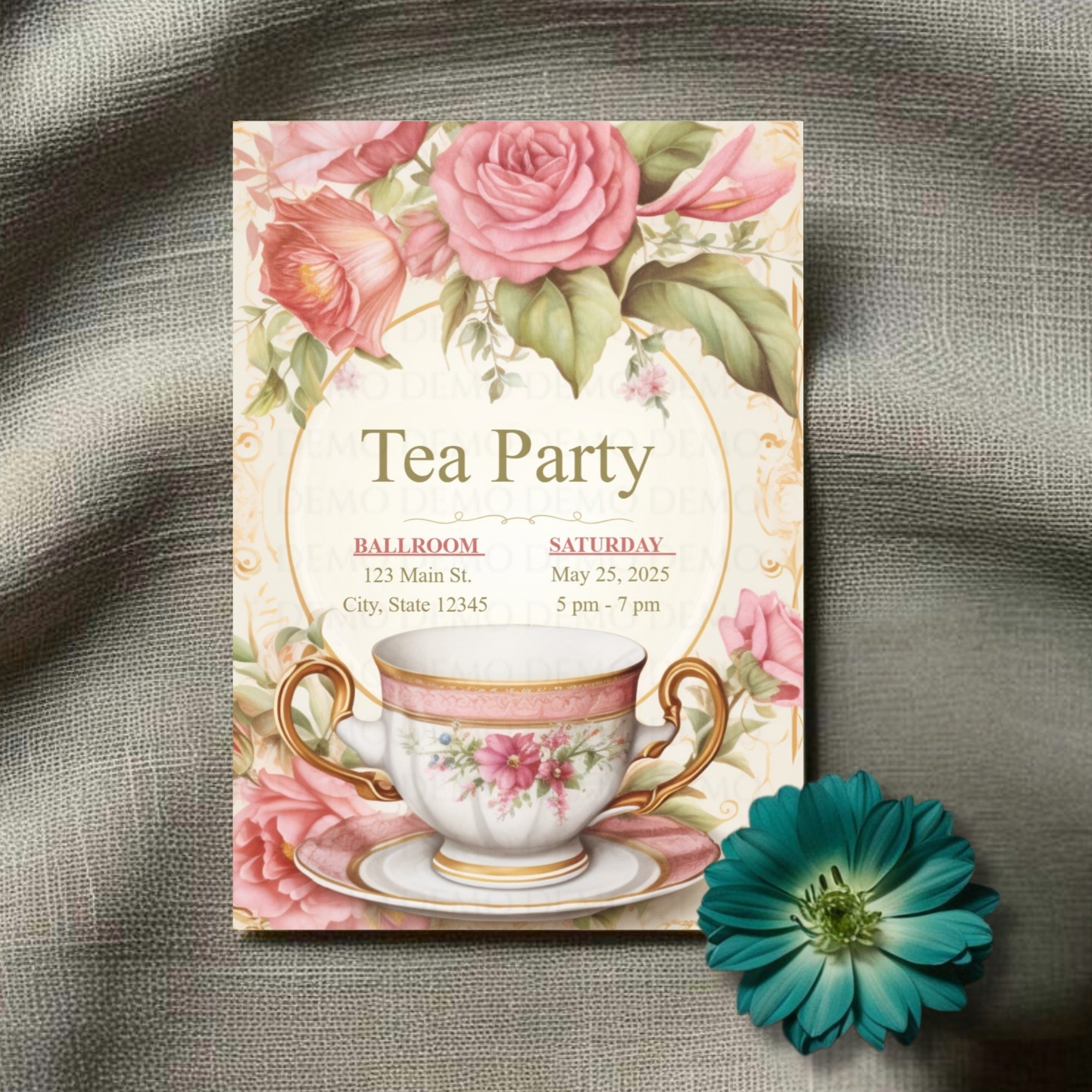 Rose Petal Tea Party Invite