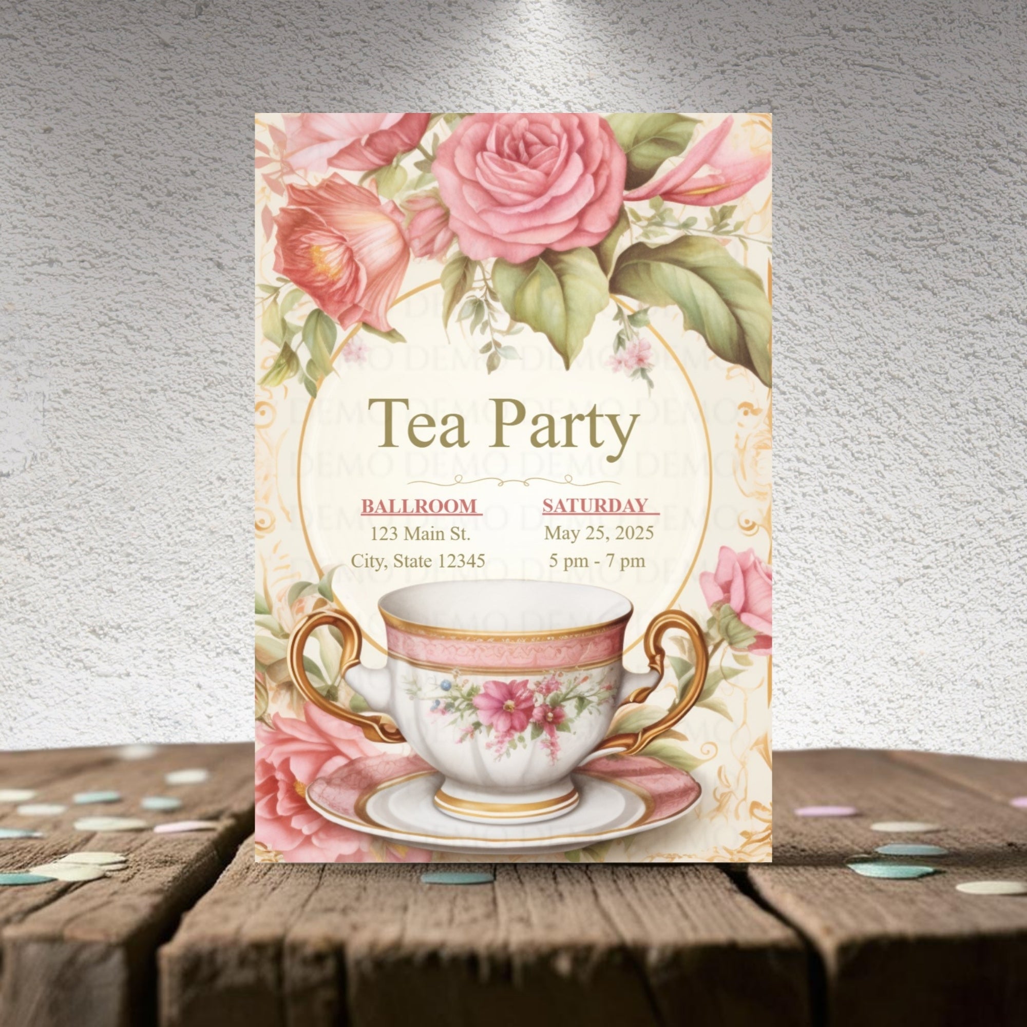 Rose Petal Tea Party Invite