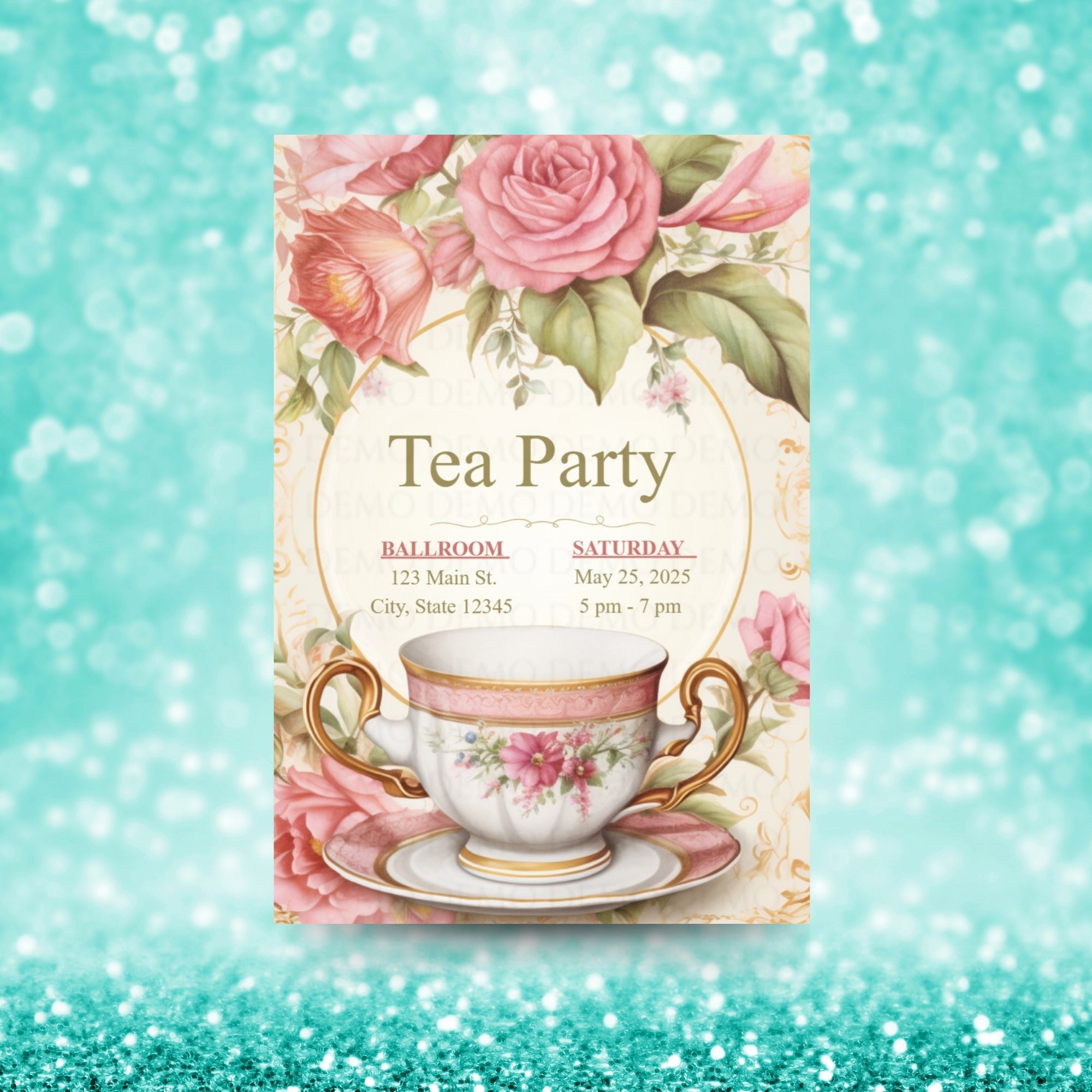 Rose Petal Tea Party Invite