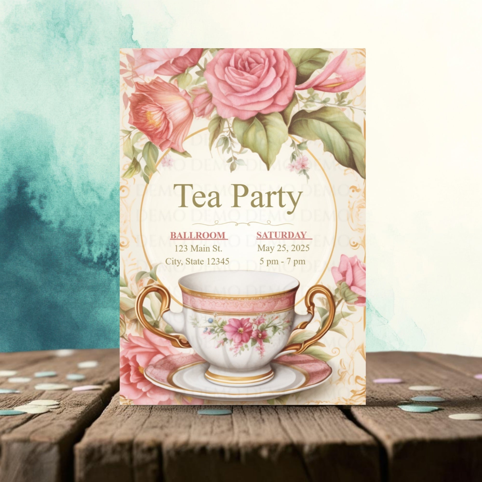 Rose Petal Tea Party Invite