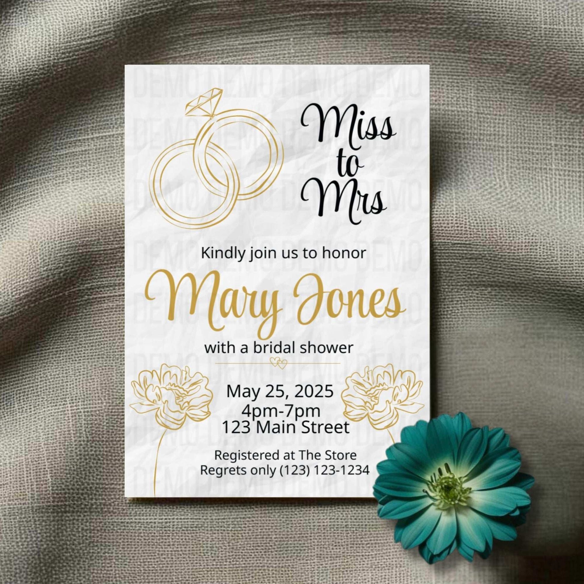 Rustic Chic Bridal Shower Invitation with Gold Accents – Elegant Editable Template