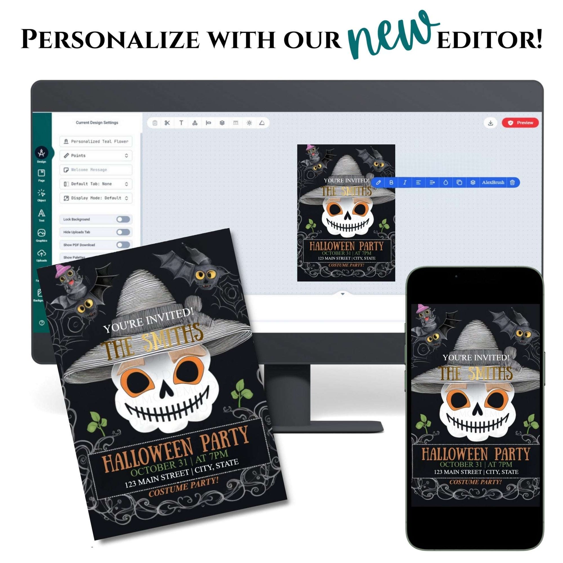 Skeleton Halloween Invitation