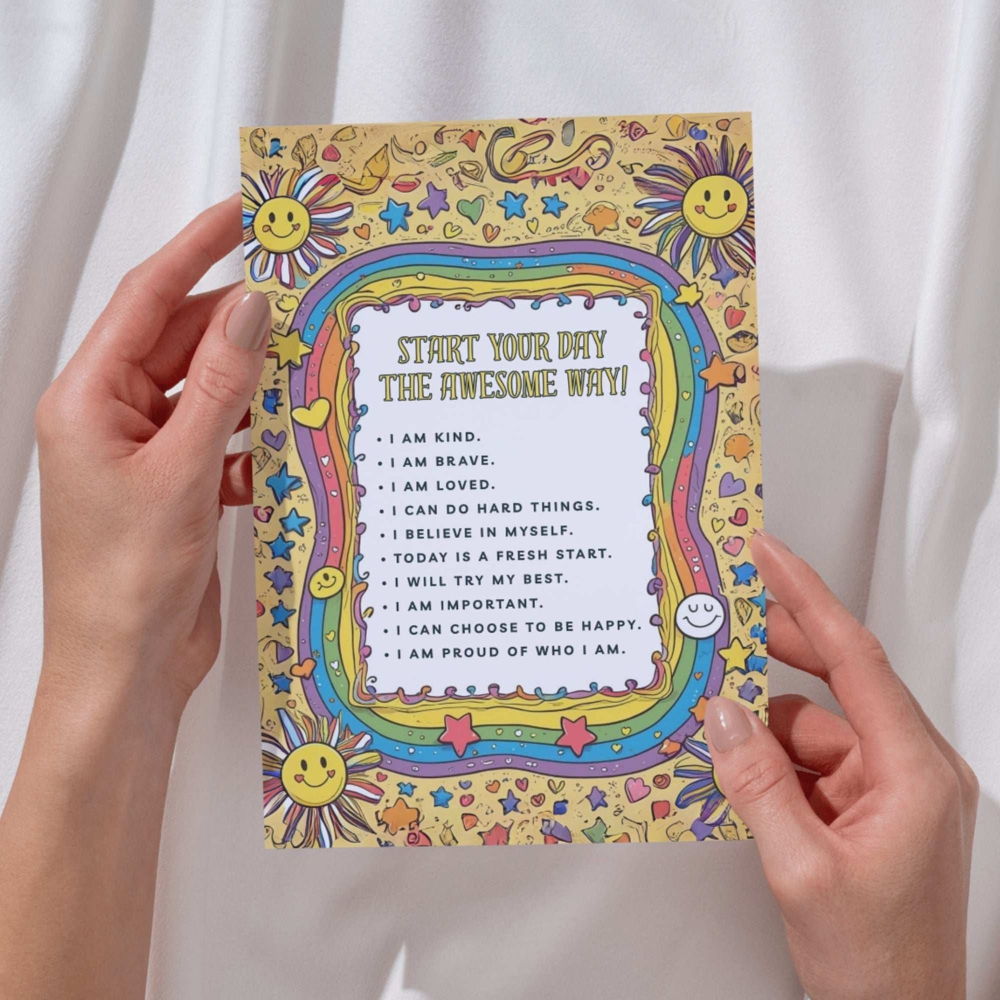 Sunny Day Kids Printable Bundle – Chore Chart, Daily Schedule, Teeth Brushing Chart & Affirmation Page