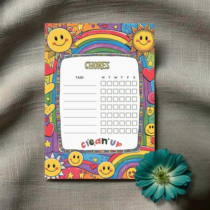Sunny Day Kids Printable Bundle – Chore Chart, Daily Schedule, Teeth Brushing Chart & Affirmation Page