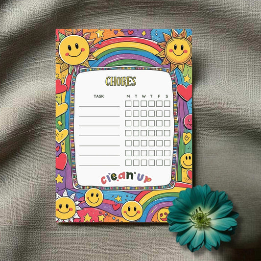 Sunny Day Kids Printable Bundle – Chore Chart, Daily Schedule, Teeth Brushing Chart & Affirmation Page