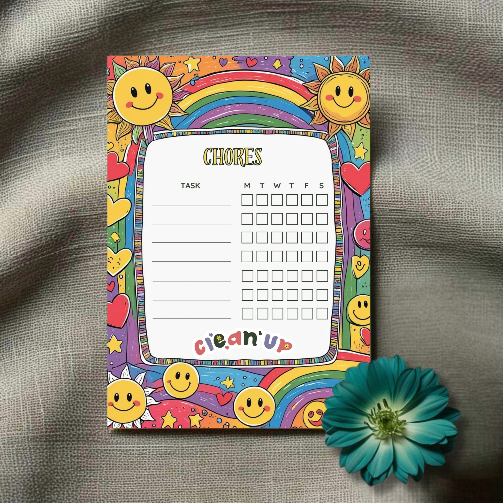Sunny Day Kids Printable Bundle – Chore Chart, Daily Schedule, Teeth Brushing Chart & Affirmation Page