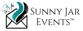 Logo of Sunny Jar Events with a stylized jar and decorative elements on a green background