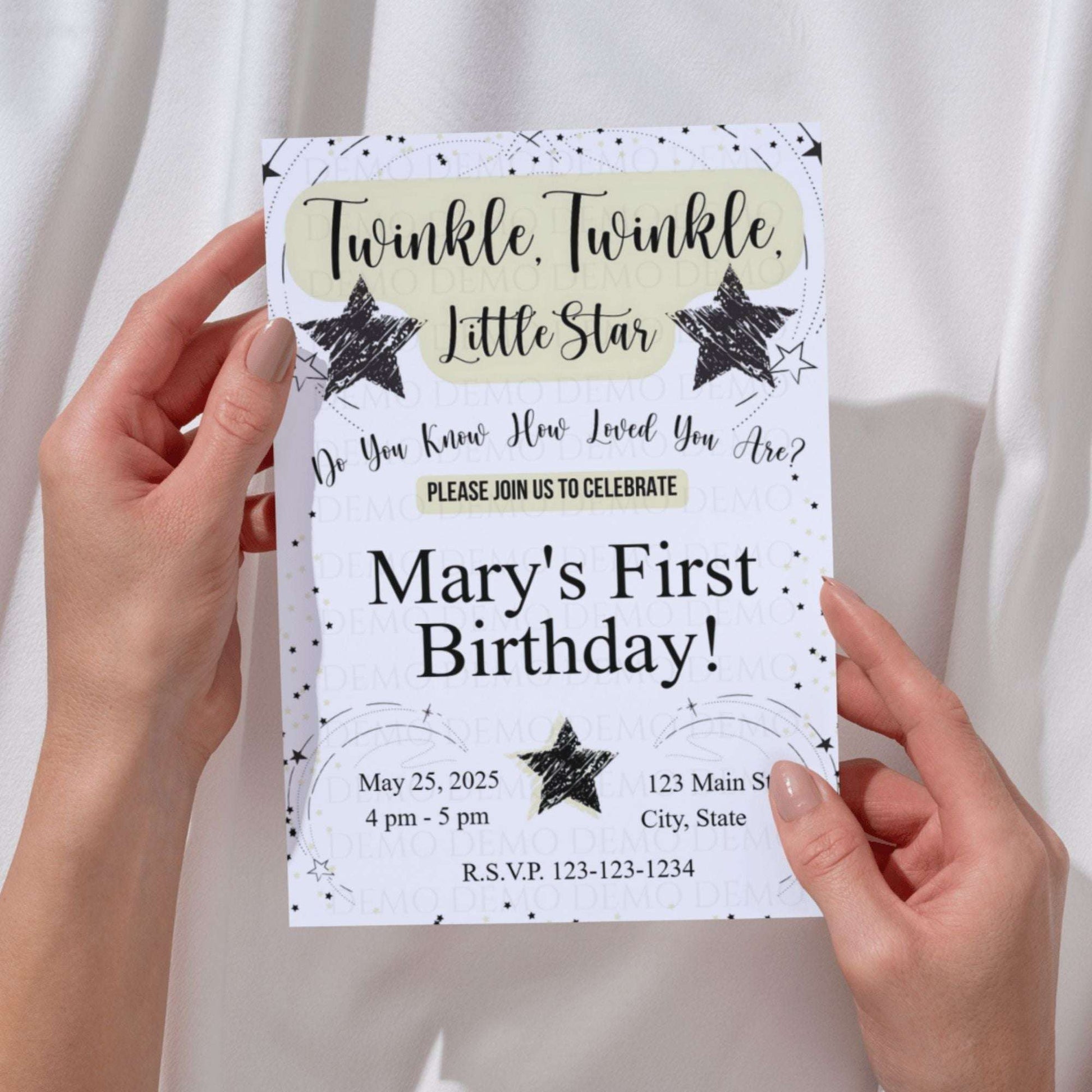 Twinkle Little Star Birthday Invitation | Yellow
