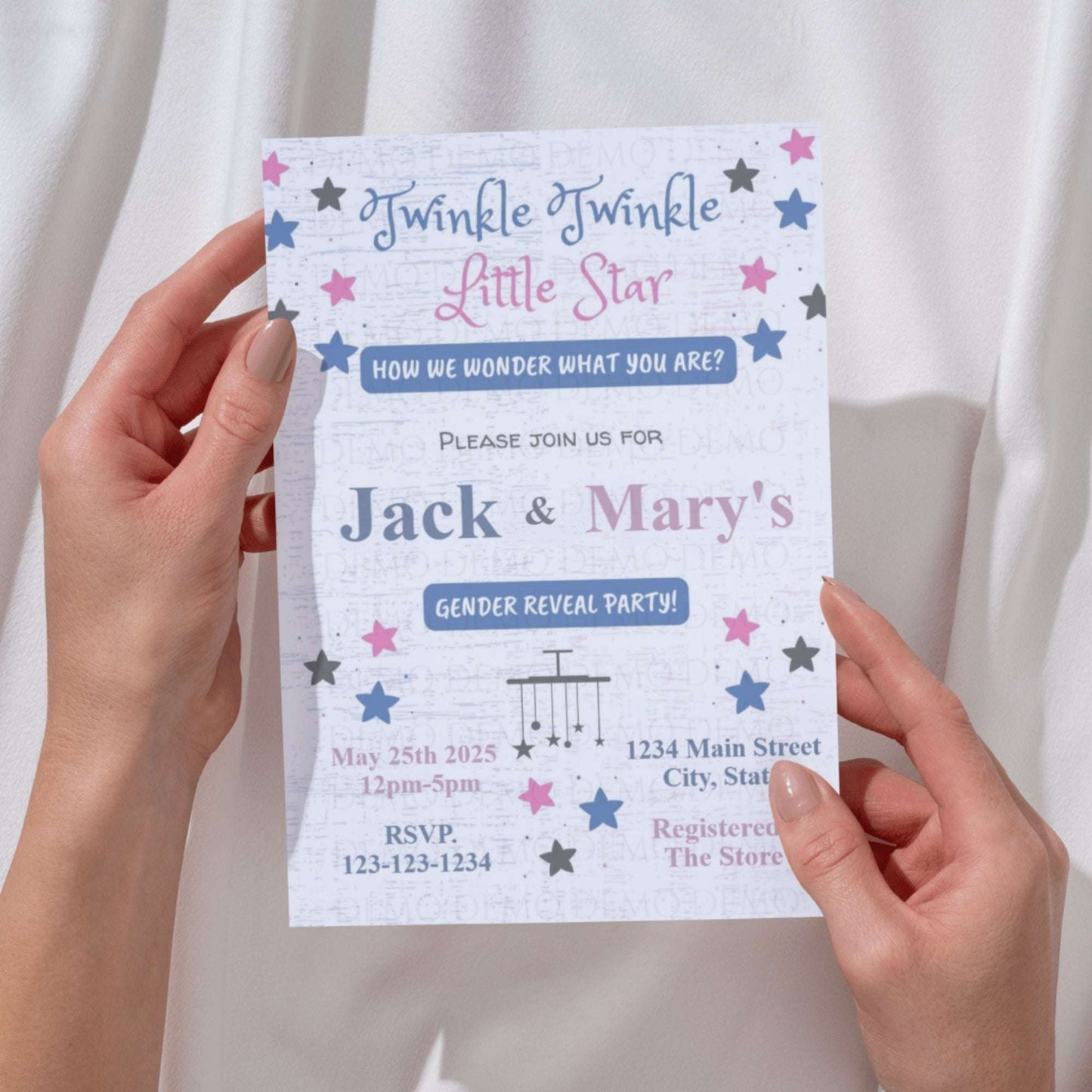 Twinkle Little Star Gender Reveal Personalized Invitation