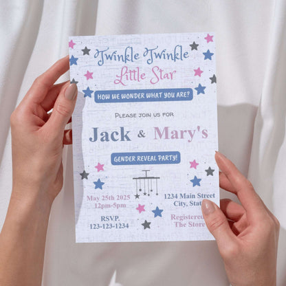 Twinkle Little Star Gender Reveal Personalized Invitation