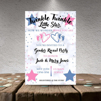 Twinkle Little Star Gender Reveal Personalized Invitation | A