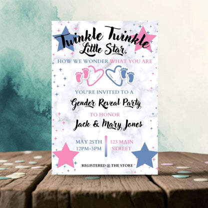 Twinkle Little Star Gender Reveal Personalized Invitation | A