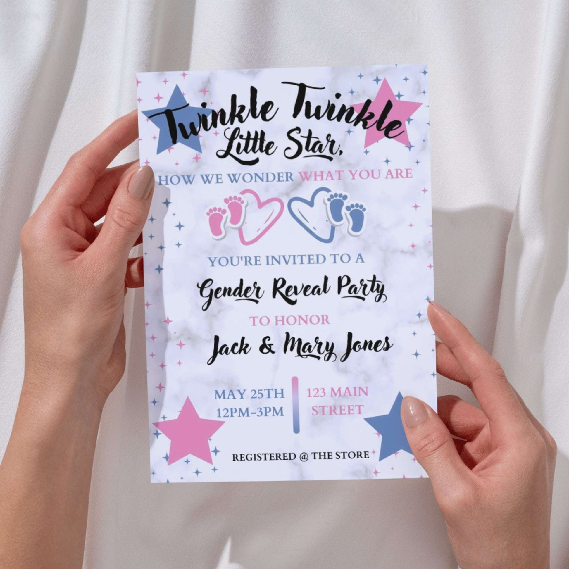 Twinkle Little Star Gender Reveal Personalized Invitation | A
