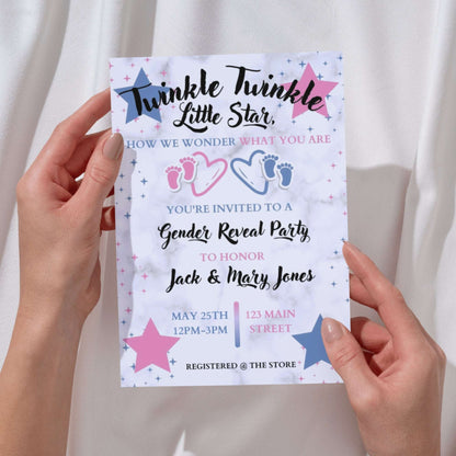 Twinkle Little Star Gender Reveal Personalized Invitation | A