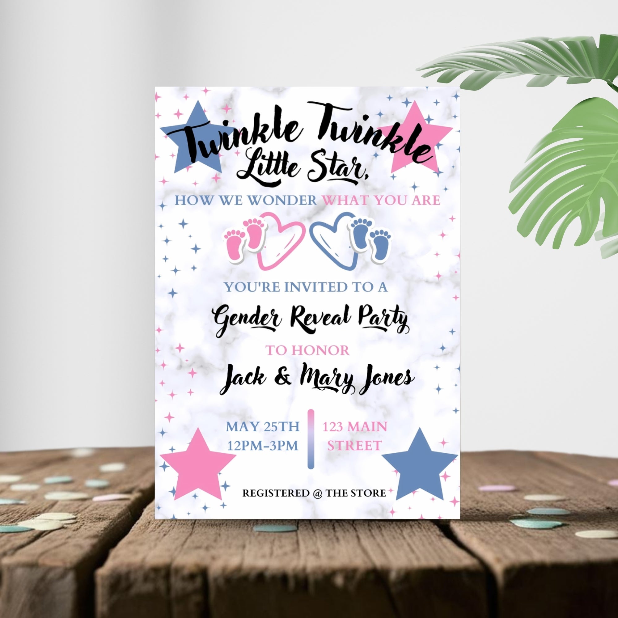 Twinkle Little Star Gender Reveal Personalized Invitation | A