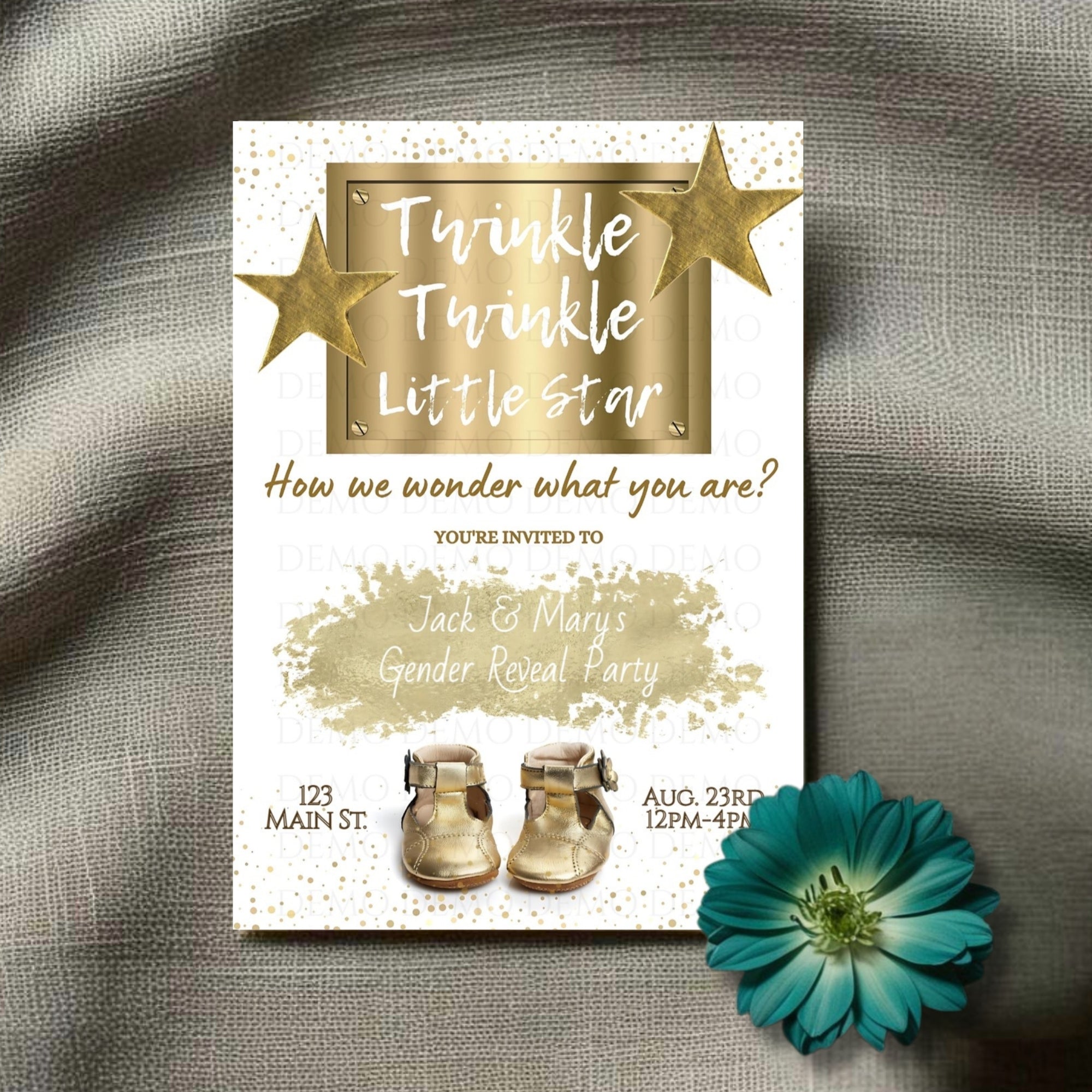 Twinkle Little Star Gender Reveal Personalized Invite
